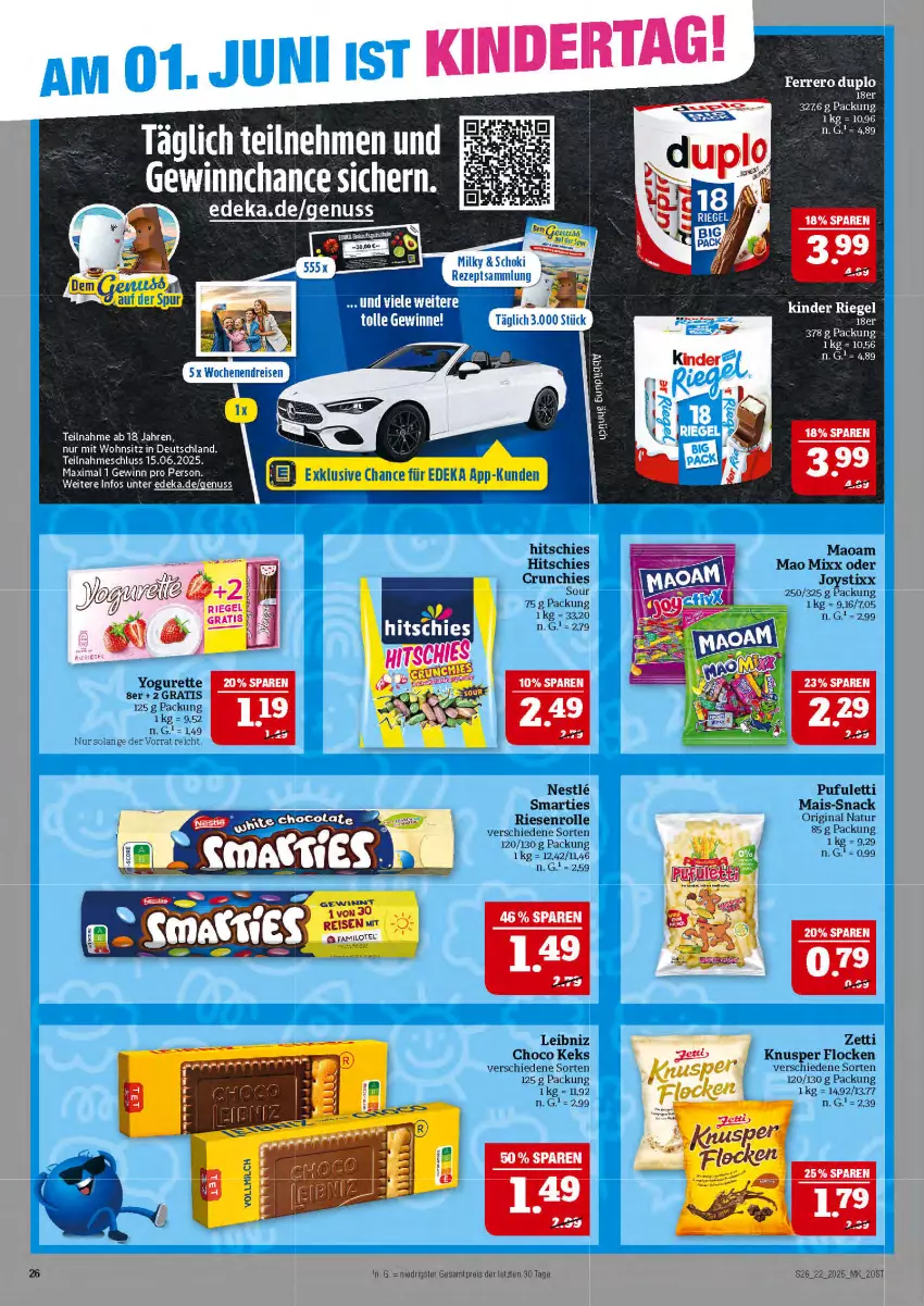 Aktueller Prospekt Marktkauf - Prospekt - von 25.05 bis 31.05.2025 - strona 26 - produkty: deka, duplo, eis, ente, ferrero, gin, keks, leibniz, mais, maoam, milch, natur, nuss, reis, rezept, smarties, snack, Ti, vollmilch, Yo, yogurette, ZTE