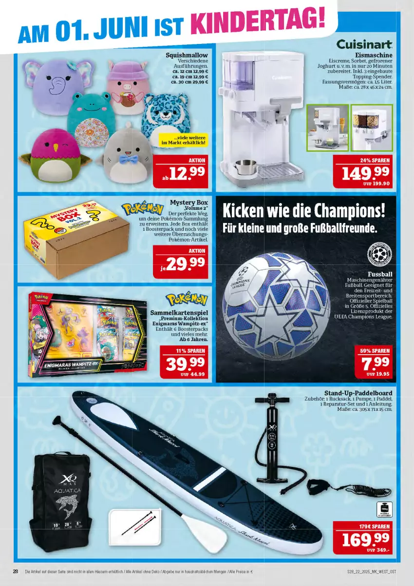 Aktueller Prospekt Marktkauf - Prospekt - von 25.05 bis 31.05.2025 - strona 28 - produkty: ball, Bau, champion, creme, eis, eiscreme, eismaschine, elle, Fußball, joghur, joghurt, Kartenspiel, Kinder, leine, reis, rucksack, rwe, sac, Sorbet, Ti