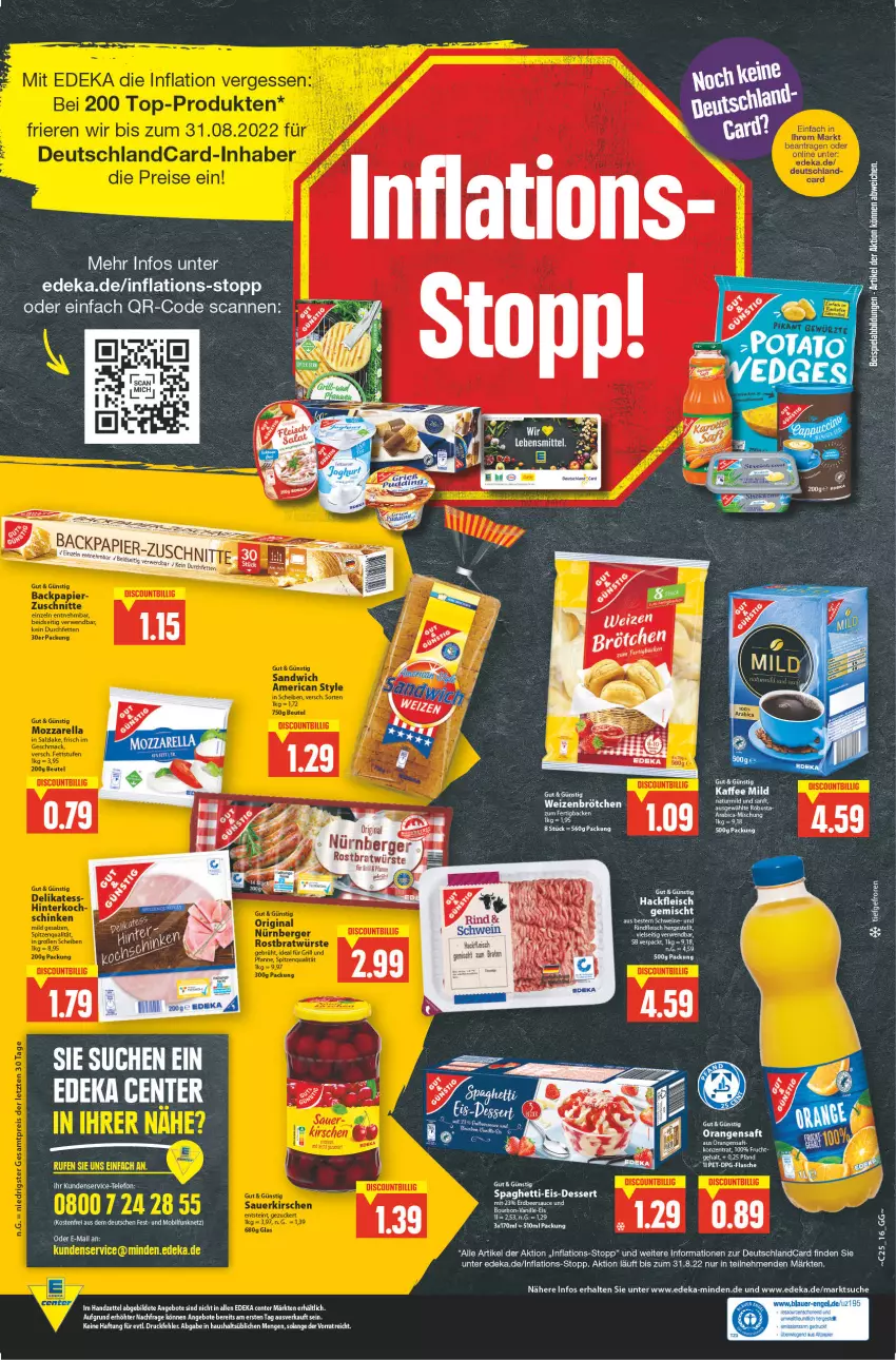 Aktueller Prospekt E Center - Angebote der Woche - von 20.06 bis 25.06.2022 - strona 16 - produkty: angebot, angebote, bourbon, braten, deka, dessert, deutschlandcard, eis, ente, flasche, fleisch, frucht, gewürz, hackfleisch, kaffee, lebensmittel, natur, orange, orangen, orangensaft, rind, rindfleisch, rwe, saft, sauce, spaghetti, telefon, Ti, vanille, ZTE