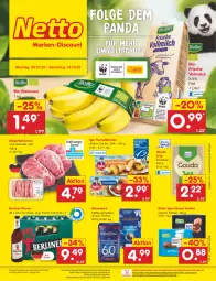 Gazetka promocyjna Netto Marken-Discount - Filial-Angebote - Gazetka - ważna od 14.10 do 14.10.2023 - strona 1 - produkty: angebot, banane, bananen, berliner, bestpreis, bio, bio-bananen, eis, fisch, fischstäbchen, gouda, gouda jung, iglo, kaffee, LG, milch, mövenpick, ndk, pils, pilsner, reis, ritter, ritter sport, schwein, Sport, Ti, vollmilch, wein, ZTE