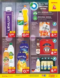 Gazetka promocyjna Netto Marken-Discount - Filial-Angebote - Gazetka - ważna od 14.10 do 14.10.2023 - strona 29 - produkty: alkohol, angebot, asti, auer, bestpreis, bier, Cap, drink, eis, erdinger, fanta, flasche, frucht, getränk, getränke, grapefruit, Hefe, hefeweizen, mac, Mezzo Mix, mit frucht, reis, rwe, schöfferhofer, Spreequell, sprite, tee, Ti, volvic, wasser, ZTE, zucker