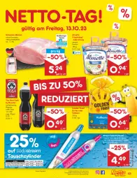 Gazetka promocyjna Netto Marken-Discount - Filial-Angebote - Gazetka - ważna od 14.10 do 14.10.2023 - strona 45 - produkty: almette, angebot, bestpreis, butter, cola, eis, frischkäse, golden toast, Käse, korn, Mett, reis, schwein, schweine, Sprudel, Ti, toast, wasser, wein, weine, ZTE