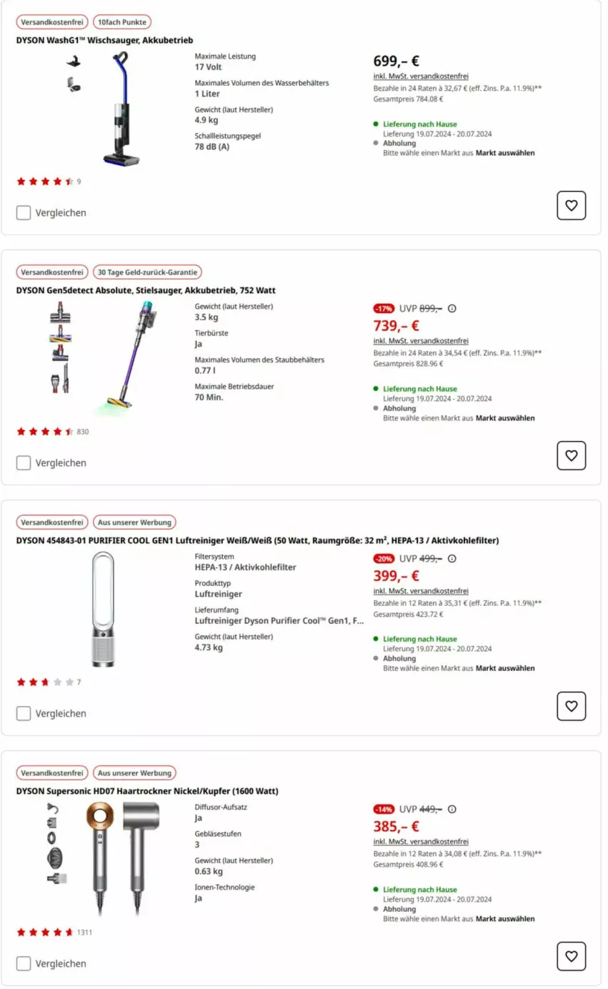 Aktueller Prospekt Media Markt - Prospekte - von 18.07 bis 31.07.2024 - strona 2 - produkty: akku, auer, Behälter, bürste, Dyson, eis, elle, haartrockner, Luftreiniger, ndk, reiniger, reis, rum, Schal, Stielsauger, teller, Ti, Trockner, versandkostenfrei, wasser