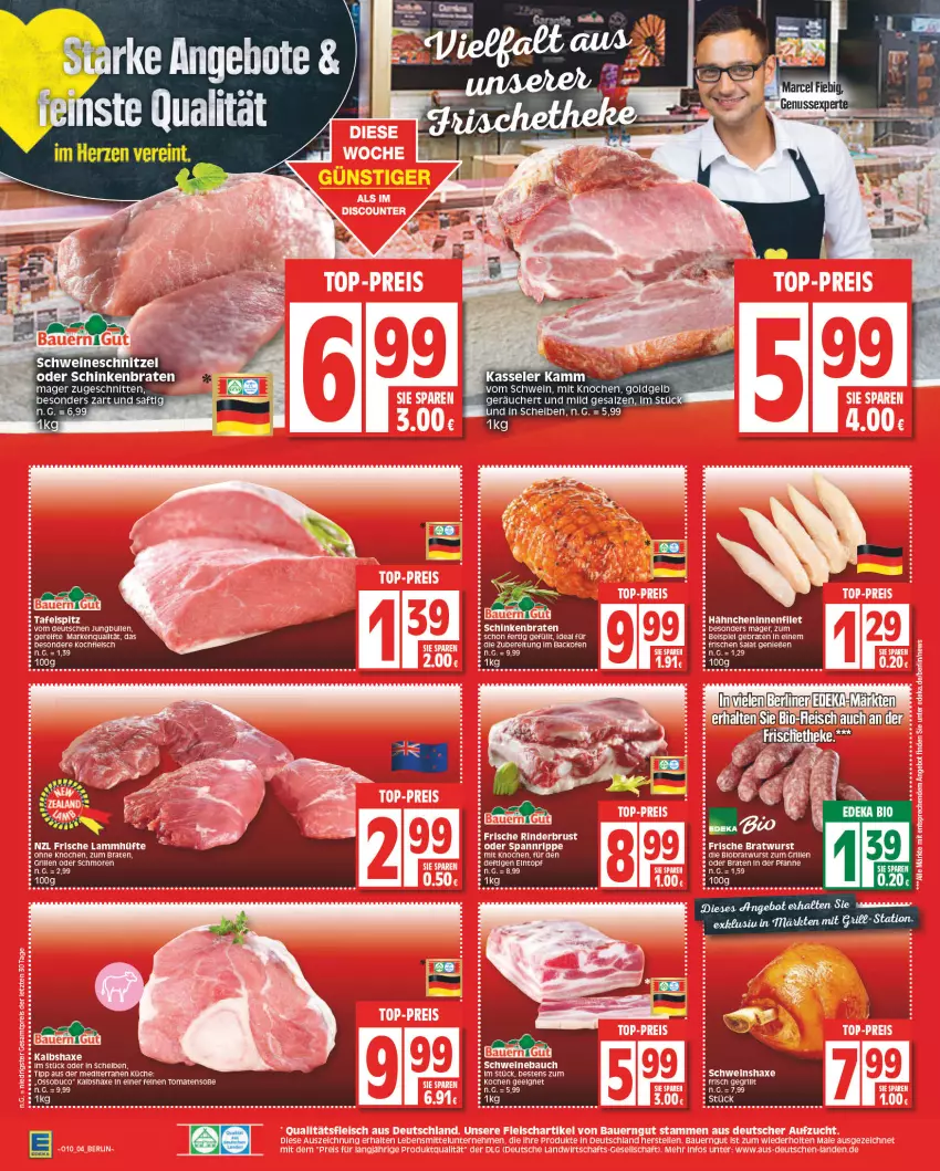 Aktueller Prospekt Edeka - Angebote der Woche - von 06.03 bis 11.03.2023 - strona 4 - produkty: angebot, axe, backofen, Bau, bio, braten, bratwurst, deka, edeka bio, eintopf, eis, ente, grill, Haxe, Kalbshaxe, kasseler, küche, lamm, latte, LG, Ofen, pfanne, rel, saft, salat, salz, schinken, schinkenbraten, schnitten, schnitzel, schwein, schweine, Schweinebauch, schweineschnitzel, Soße, tafelspitz, Ti, tomate, tomaten, topf, wein, weine, wurst