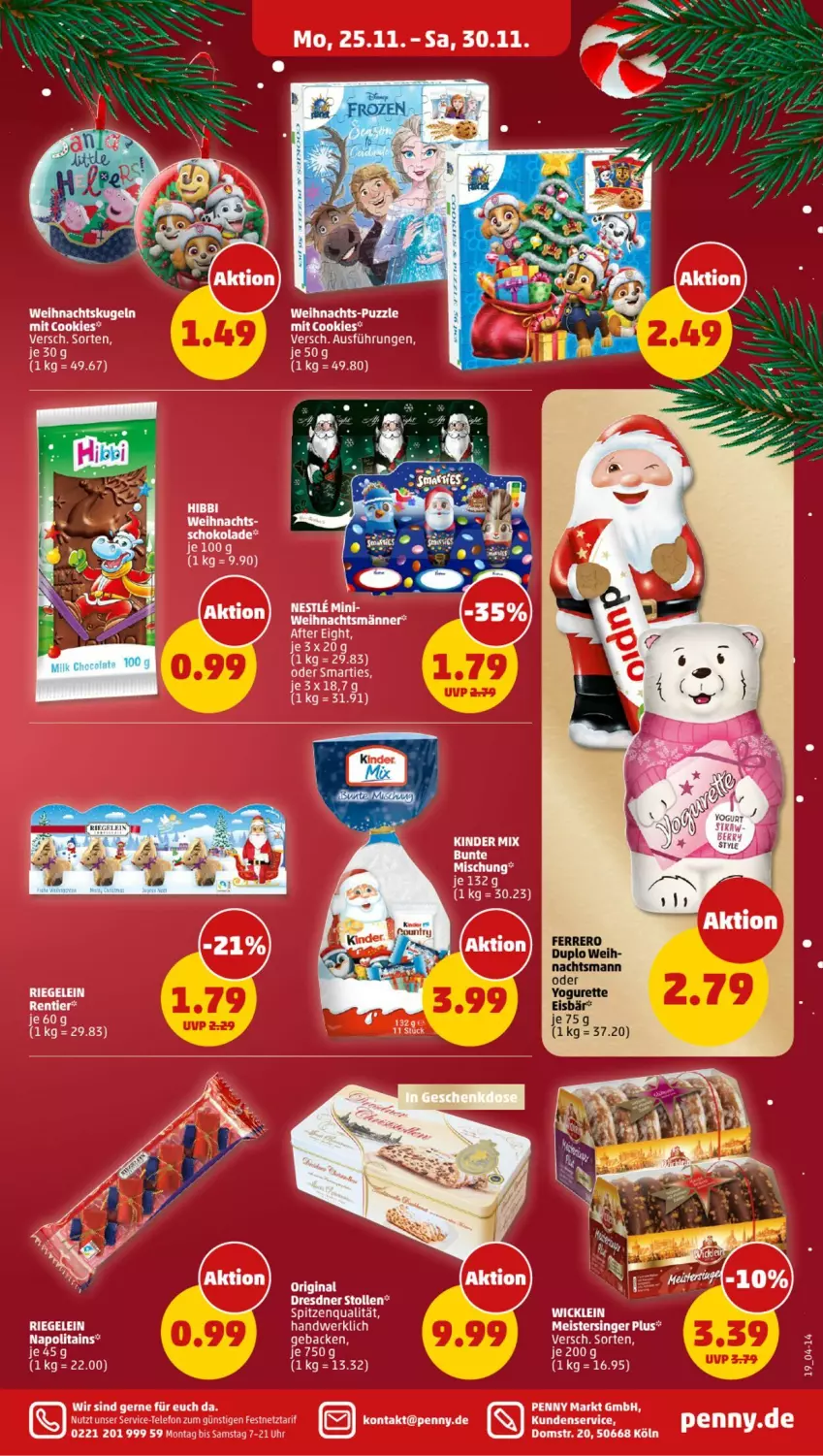 Aktueller Prospekt Penny - Prospekte - von 25.11 bis 30.11.2024 - strona 19 - produkty: cola, duplo, eis, ferrero, oder yogurette, Yo, yogurette