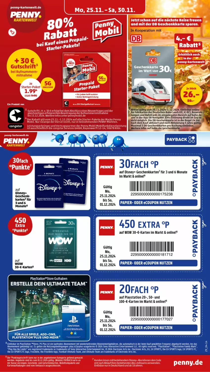 Aktueller Prospekt Penny - Prospekte - von 25.11 bis 30.11.2024 - strona 29 - produkty: auto, ball, buch, congstar, coupon, disney, eis, elle, ente, erde, Laufen, lays, papier, payback, PlayStation, ring, sony, Spiele, Sport, Ti, tisch