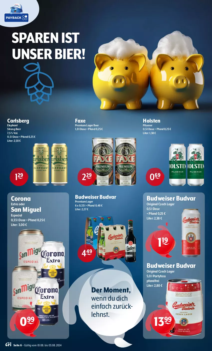 Aktueller Prospekt Getraenke Hoffmann - Prospekte - von 01.08 bis 03.08.2024 - strona 6 - produkty: axe, bier, budweiser, carlsberg, corona, corona extra, eis, gin, holsten, holsten pilsener, pils, pilsener, Ti