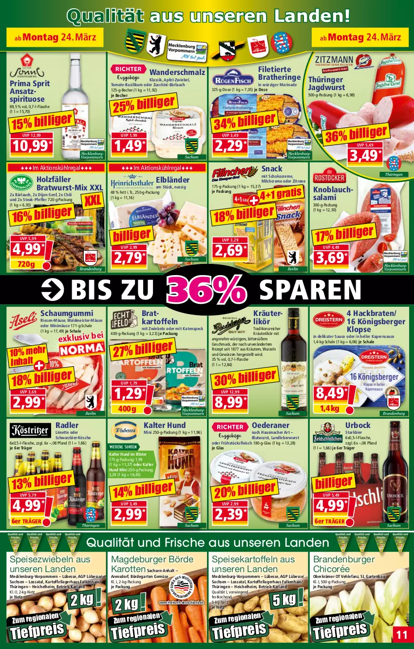 Aktueller Prospekt Norma - Norma - von 24.03 bis 31.03.2025 - strona 11 - produkty: apfel, arla, basilikum, Bau, Becher, Berger, bier, braten, Bratheringe, bratwurst, burger, chili, creme, dijon-senf, eis, elle, filet, flasche, fleisch, Fleischerei, frühstücksfleisch, Garten, gewürz, Hausmacher, hering, Holz, jagdwurst, karotten, kartoffel, kartoffeln, Käse, kirsch, kirsche, knoblauch, Königsberger Klopse, kräuter, kräuterlikör, kräutern, kühlregal, landleberwurst, leberwurst, likör, limette, mac, malz, marinade, Meister, Mett, milch, mit zwiebeln, nuss, pfeffer, radler, regal, reis, rezept, ring, sac, salami, sauce, Schal, Schale, Schere, Schmalz, schoko, senf, snack, Speck, speisekartoffeln, Speisezwiebeln, Spezi, steak, Ti, tiefpreis, tomate, tomate-basilikum, waldmeister, wurst, zitrone, zucchini, zwiebel, zwiebeln