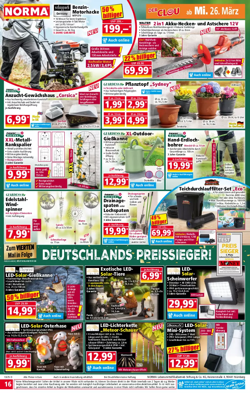 Aktueller Prospekt Norma - Norma - von 24.03 bis 31.03.2025 - strona 16 - produkty: akku, auer, ball, Bebe, beleuchtung, bio, blume, brause, Brei, decke, Deckel, dell, edelstahl, eis, elle, ente, fernbedienung, fisch, Gewächshaus, Gießkanne, gin, heckenschere, Kette, kraft, Kunstharz, ladegerät, Lampe, lebensmittel, led-licht, leds, LG, lichterkette, messer, Mett, mit fernbedienung, Mode, ndk, pflanze, pflanzen, Pflanztopf, reis, reiss, säge, Schal, Schale, Schere, schlauch, Schmetterling, schnellladegerät, schwamm, Spaten, Spiele, Ti, Tiere, timer, tisch, topf, wasser