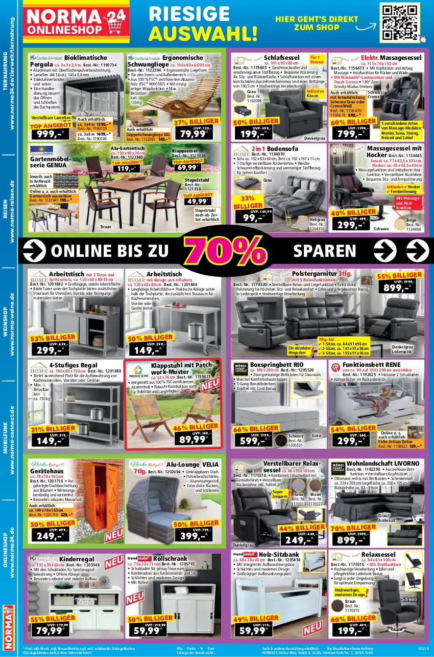 Aktueller Prospekt Norma - Norma - von 24.03 bis 31.03.2025 - strona 20 - produkty: aluminiumgestell, angebot, aufbewahrungsbox, Bank, Bau, bett, bettkasten, bio, bluetooth®-lautsprecher, boxspringbett, braun, creme, edelstahl, eis, elle, federkern, fernbedienung, garnitur, Garten, gartenmöbel, gartentisch, gefu, henkel, hocker, Holz, HP, Kinder, kissen, klappsessel, klappstuhl, komfortschaumtopper, kopfstütze, küche, Küchen, latte, lautsprecher, LG, Liege, mab, mac, massivholz, möbel, Mode, ndk, regal, Reinigung, reis, rel, relaxsessel, Ria, ring, rückenlehne, rwe, schenkel, Schrank, schubladen, sessel, sitzbank, sitzkissen, Sofa, spielzeug, Spritzschutz, stapelstuhl, stuhl, Ti, tiernahrung, tisch, tischplatte, topper, wein, weine, weinshop