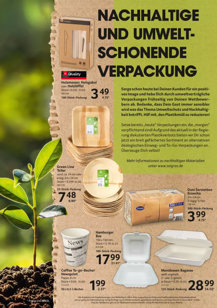 Aktueller Prospekt Selgros - Nachhaltigkeit - von 27.05 bis 29.06.2022 - strona 8 - produkty: angebot, angebote, asti, Becher, Brei, burger, duni, eis, elle, hamburger, Heu, LG, Rauch, reis, Ria, Serviette, servietten, teller, Ti