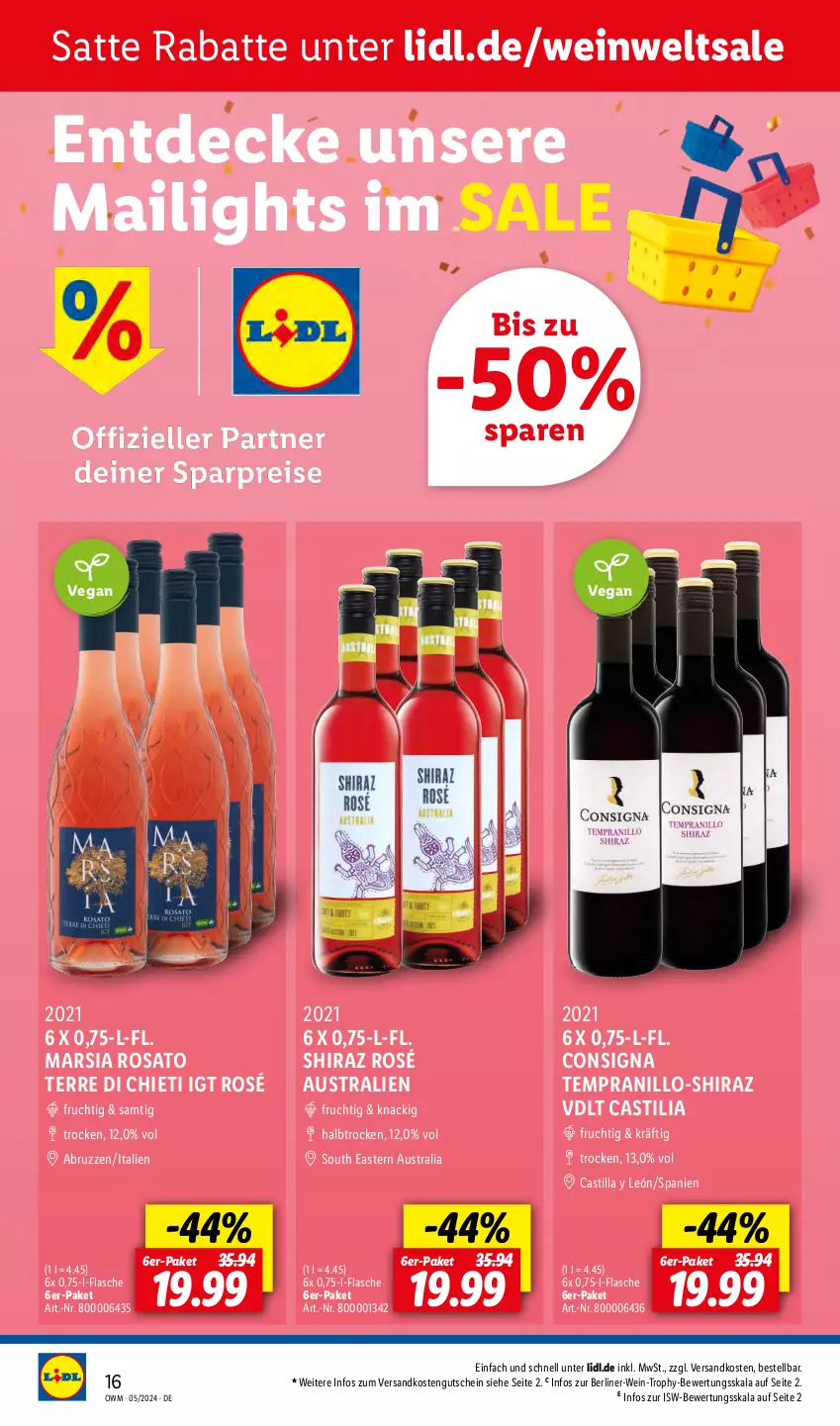 Aktueller Prospekt Lidl - Highlights in der Weinwelt - von 01.05 bis 31.05.2024 - strona 16 - produkty: asti, aust, berliner, decke, flasche, frucht, gutschein, mars, ndk, rosato, tempranillo, Ti, wein