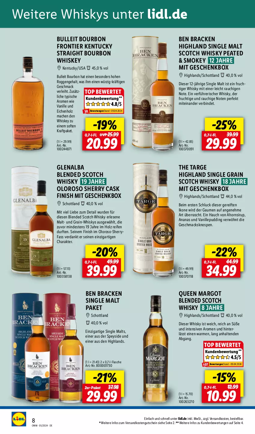 Aktueller Prospekt Lidl - Highlights in der Weinwelt - von 01.05 bis 31.05.2024 - strona 8 - produkty: ananas, blended scotch, blended scotch whisky, bourbon, bourbon whiskey, Finish, flasche, frucht, Geschenkbox, gutschein, Holz, kentucky straight, kraft, mac, ndk, pudding, Rauch, reifen, schott, scotch, scotch whisky, single malt, sirup, Ti, tuc, vanille, whiskey, whisky