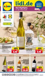 Gazetka promocyjna Lidl - Highlights in der Weinwelt - Gazetka - ważna od 31.05 do 31.05.2024 - strona 1 - produkty: angebot, angebote, berliner, bio, burgunder, eis, elle, frucht, gin, lebensmittel, magazin, ndk, sauvignon, sauvignon blanc, Schal, Schale, scotch, scotch whisky, single malt, teller, Ti, usb, wein, weine, whisky