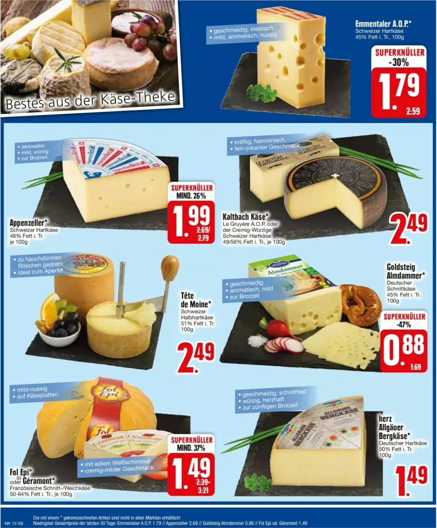 Aktueller Prospekt Edeka - Prospekte - von 25.03 bis 30.03.2024 - strona 10 - produkty: appenzeller, Bergkäse, deutscher schnittkäse, eis, elle, emmentaler, goldsteig, hartkäse, Käse, LG, reis, schnittkäse, schweizer hartkäse, weichkäse