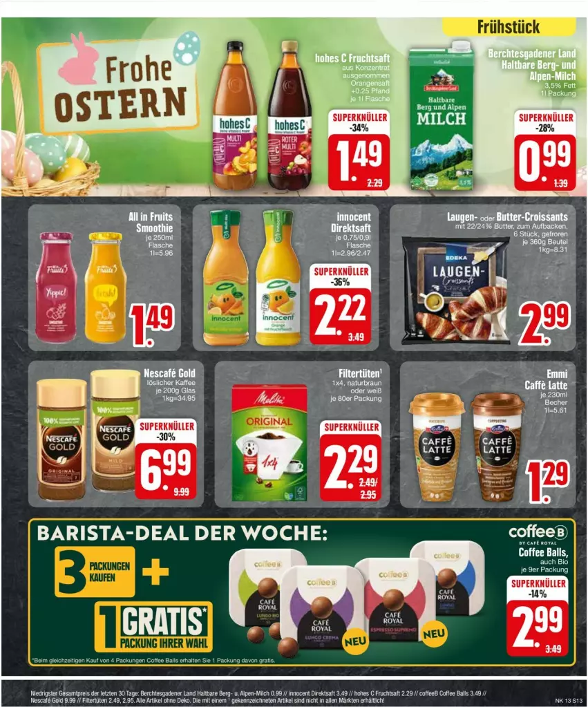 Aktueller Prospekt Edeka - Prospekte - von 25.03 bis 30.03.2024 - strona 15 - produkty: ball, bio, direktsaft, eier, frucht, fruchtsaft, Hohes C, saft, Ti