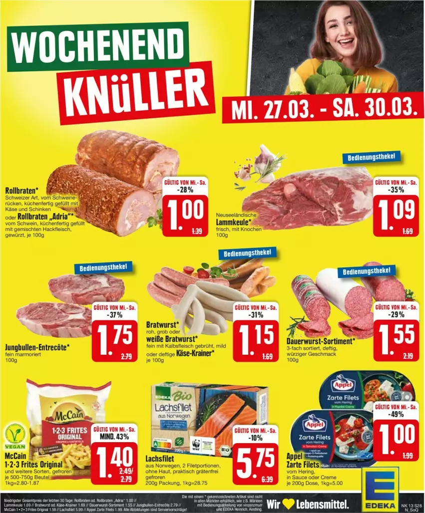 Aktueller Prospekt Edeka - Prospekte - von 25.03 bis 30.03.2024 - strona 30 - produkty: auer, beutel, braten, bratwurst, creme, eis, filet, fleisch, gewürz, gin, hackfleisch, hering, jungbullen, Käse, küche, Küchen, lachs, lachsfilet, lamm, lammkeule, mac, Ria, ring, rollbraten, rwe, sauce, schinken, schwein, schweine, Ti, tisch, wein, weine, wurst