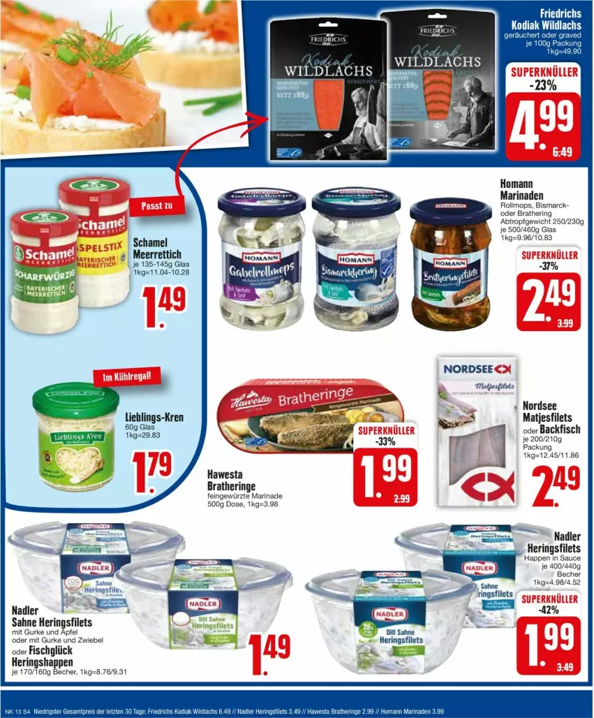 Aktueller Prospekt Edeka - Prospekte - von 25.03 bis 30.03.2024 - strona 6 - produkty: apfel, backfisch, Becher, bismarck, Bratheringe, filet, filets, fisch, gewürz, gurke, hawesta, hering, Herings, heringsfilets, Heringshappen, homann, marinade, matjes, Matjesfilet, matjesfilets, meerrettich, nadler, Nordsee, Rettich, ring, sahne, sauce, schamel, Ti, ZTE, zwiebel