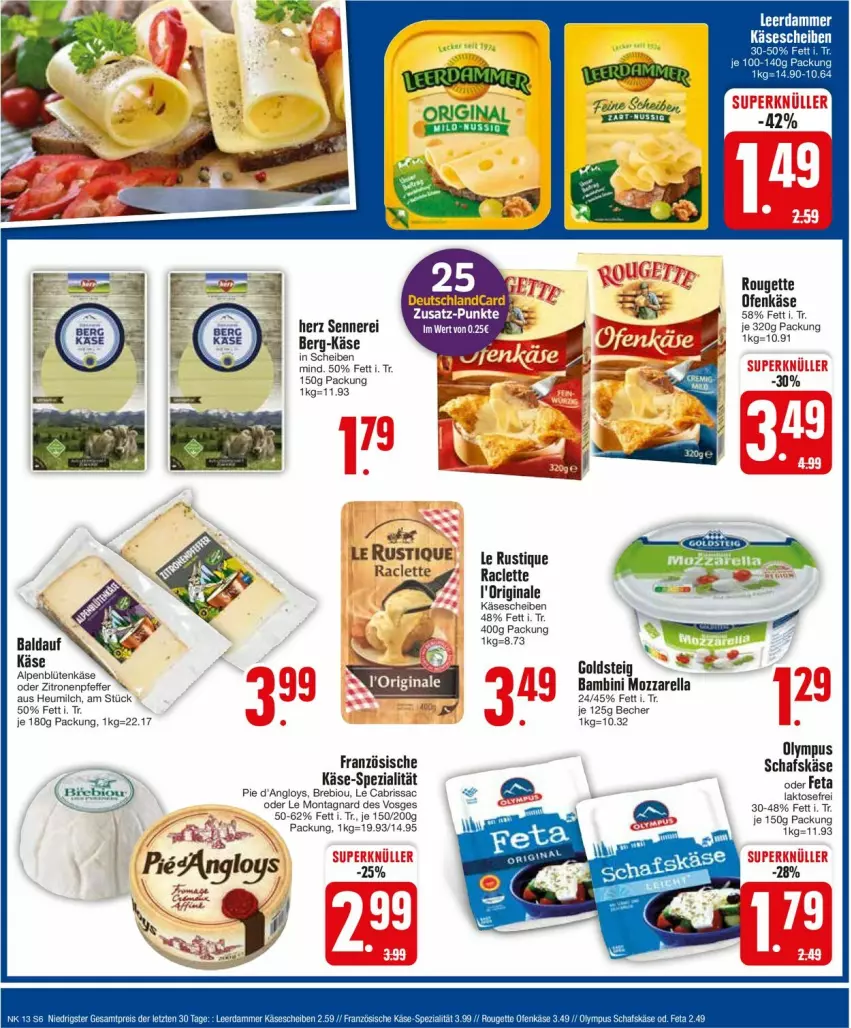 Aktueller Prospekt Edeka - Prospekte - von 25.03 bis 30.03.2024 - strona 8 - produkty: Becher, bio, Blüte, feta, gin, goldsteig, Heu, heumilch, Käse, käsescheiben, Le Rustique, milch, mozzarella, Ofen, Ofenkäse, pfeffer, rel, rouge, rougette, sac, schafskäse, Spezi, Ti, zitrone, zitronen