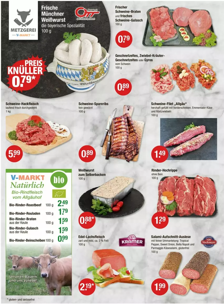 Aktueller Prospekt Vmarkt - Prospekte - von 08.02 bis 14.02.2024 - strona 2 - produkty: auer, aufschnitt, Bau, Bauer, beef, bio, bio-rindfleisch, braten, eis, emmentaler, filet, fleisch, geschnetzeltes, gewürz, gulasch, gyros, hackfleisch, Käse, kräuter, Laufen, LG, maggi, Mantel, rind, rinder, rinder-rouladen, rindfleisch, roastbeef, röstzwiebeln, rouladen, salami, schinken, schwein, schweine, schweine-filet, spareribs, Spezi, wein, weine, Weißwurst, wurst, Zelt, zwiebel, zwiebeln