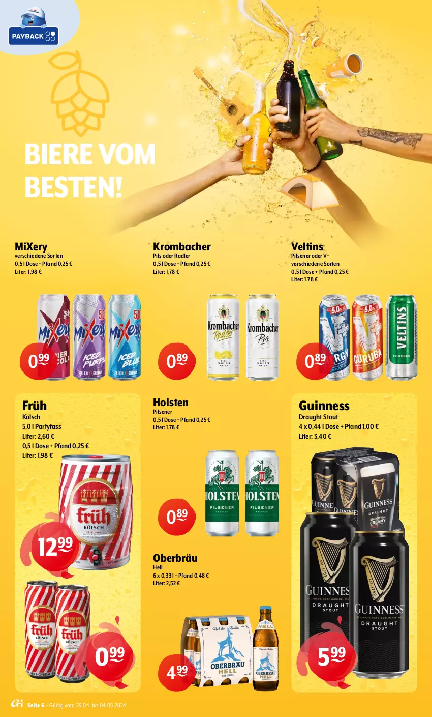 Aktueller Prospekt Getraenke Hoffmann - Prospekte - von 29.04 bis 04.05.2024 - strona 6 - produkty: bier, Biere, Guinness, holsten, holsten pilsener, krombache, krombacher, Mixer, mixery, oder radler, pils, pilsener, radler, Ti, veltins, veltins pilsener