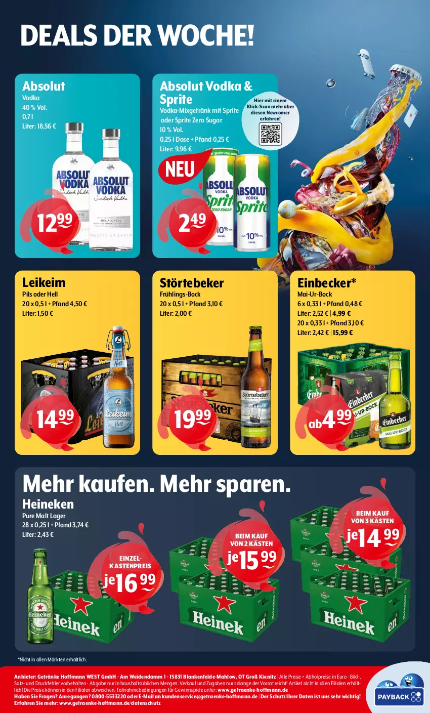 Aktueller Prospekt Getraenke Hoffmann - Prospekte - von 29.04 bis 04.05.2024 - strona 8 - produkty: abholpreise, Absolut Vodka, eis, getränk, getränke, gewinnspiel, heineken, Mixgetränk, oder sprite, pils, reis, Spiele, sprite, störtebeker, Ti, vodka