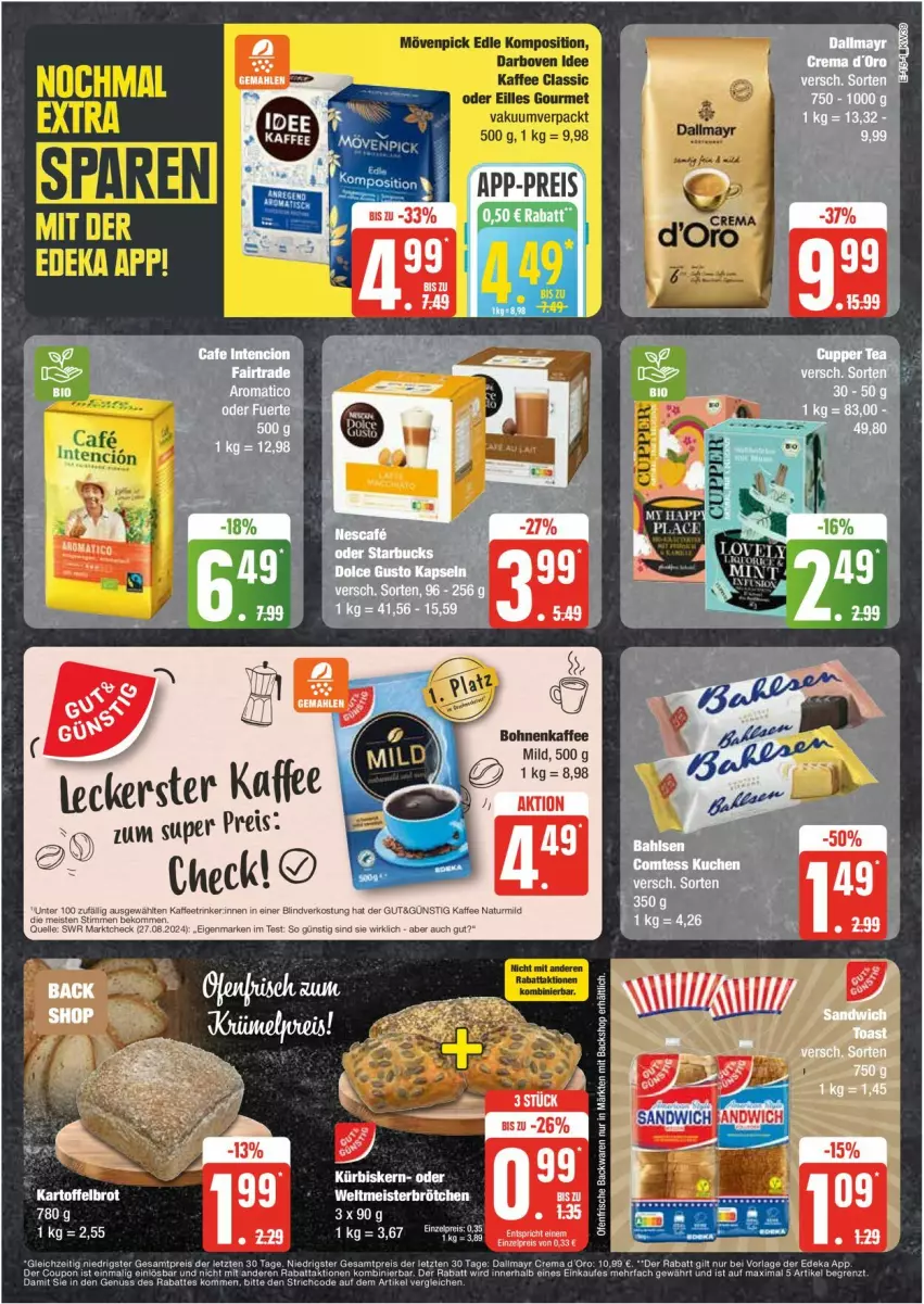 Aktueller Prospekt Edeka - Prospekte - von 23.09 bis 28.09.2024 - strona 15 - produkty: backwaren, bohne, bohnen, bohnenkaffee, darbo, darboven, eilles gourmet, eis, frische backwaren, kaffee, mövenpick, natur, Ofen, reis, Ti, ZTE