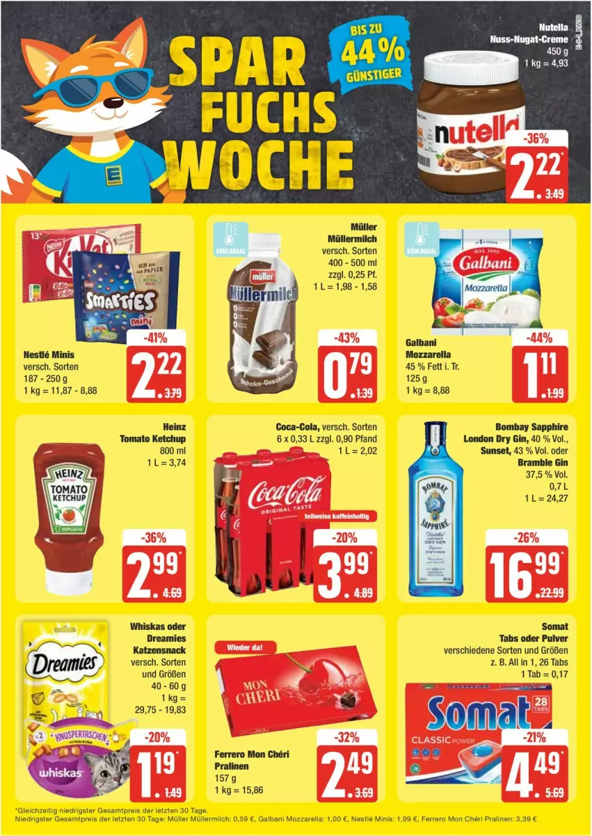 Aktueller Prospekt Edeka - Prospekte - von 23.09 bis 28.09.2024 - strona 5 - produkty: bombay sapphire, dry gin, eis, ferrero, galbani, gin, london dry, london dry gin, milch, mozzarella, Müller, müllermilch, pralinen, reis, rel, sapphire, somat, Ti, ZTE