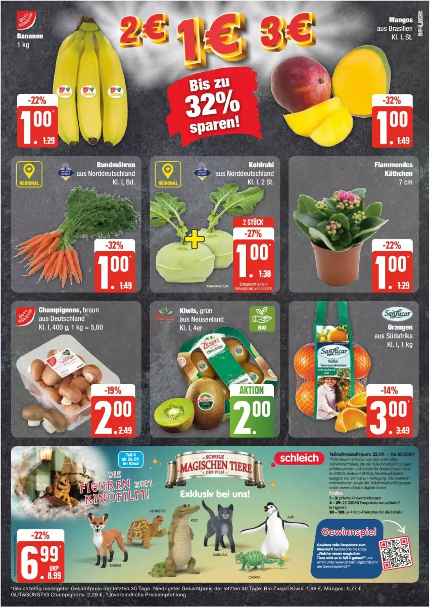 Aktueller Prospekt Edeka - Prospekte - von 23.09 bis 28.09.2024 - strona 7 - produkty: bio, braun, champignon, champignons, eis, kiwi, mango, mangos, reis, Ti, zespri, ZTE