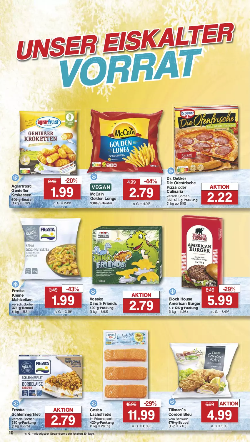 Aktueller Prospekt Famila - Prospekte - von 15.07 bis 20.07.2024 - strona 11 - produkty: agrarfrost, beutel, burger, cordon bleu, culinaria, die ofenfrische, Dr. Oetker, eis, filet, filets, frosta, Golden Longs, Kette, Kroketten, lachs, lachsfilet, lachsfilets, leine, mccain, Ofen, pizza, reis, Ria, schlemmerfilet, schwein, Ti, vossko, wein, ZTE