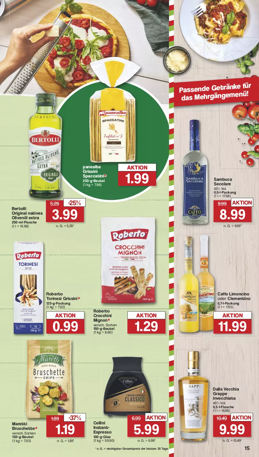 Aktueller Prospekt Famila - Prospekte - von 15.07 bis 20.07.2024 - strona 16 - produkty: ACC, bertolli, beutel, Bruschette, chia, cin, cola, eis, espresso, flasche, getränk, gin, grissini, limo, natives olivenöl, olive, oliven, olivenöl, olivenöl extra, reis, sambuca, Ti, ZTE