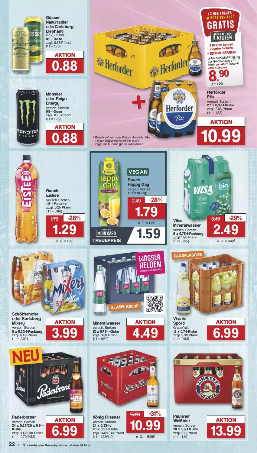 Aktueller Prospekt Famila - Prospekte - von 15.07 bis 20.07.2024 - strona 23 - produkty: Alwa, bier, carlsberg, eis, eistee, flasche, glasflasche, gösser, grapefruit, Happy Day, karlsberg, karlsberg mixery, könig pilsener, mineralwasser, Mixer, mixery, monster, natur, Paula, paulaner, pils, pilsener, radler, Rauch, reis, schöfferhofer, Sport, tee, Ti, vilsa, Vivaris, wasser, ZTE