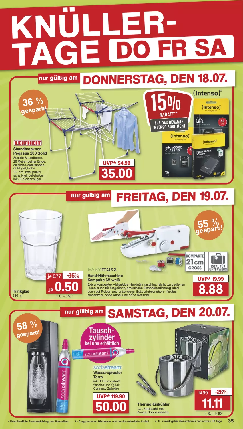 Aktueller Prospekt Famila - Prospekte - von 15.07 bis 20.07.2024 - strona 36 - produkty: asus, batterie, bügel, decke, edelstahl, eis, elle, flasche, grill, intenso, kleid, kleider, kleiderbügel, kräuter, kräutern, leine, mikrowelle, Nähmaschine, reis, rwe, teller, Ti, tisch, trinkglas, Trockner, wasser, wassersprudler, ZTE