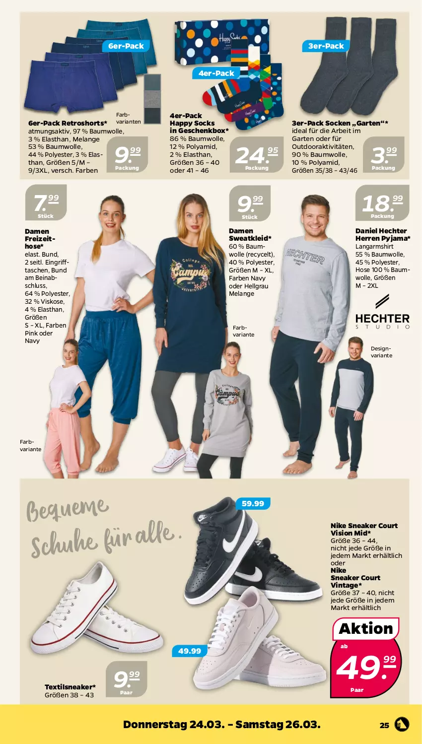 Aktueller Prospekt Netto - Angebote ab Montag - von 21.03 bis 26.03.2022 - strona 25 - produkty: Bau, baumwolle, Elan, Garten, Geschenkbox, hose, kleid, Langarmshirt, LG, Nike, Pyjama, retroshorts, Ria, shirt, shorts, sneaker, socken, Sweatkleid, Tasche, taschen, Ti, wolle