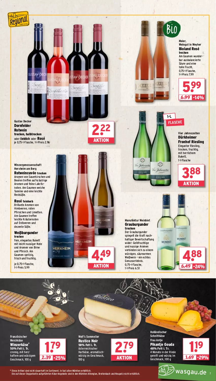 Aktueller Prospekt Wasgau - von 10.06 bis 14.06.2025 - strona 7 - produkty: angebot, angebote, auer, beere, beeren, binden, bio, bioland, Brei, burgunder, cuvée, decke, dornfelder, eier, eimer, eis, ente, erdbeere, erdbeeren, Faktu, flasche, französischer weichkäse, frau antje, frucht, gouda, grauburgunder, hartkäse, himbeer, himbeere, himbeeren, holländischer schnittkäse, Käse, kirsch, kirsche, kirschen, kraft, kräuter, kräutern, Lakritz, limette, limetten, mac, Mett, metten, nuss, pfirsich, pfirsiche, reis, riesling, rind, rotwein, sauerkirschen, schnittkäse, spiegel, Ti, tisch, usb, weichkäse, wein, Weißburgunder, Weißwein