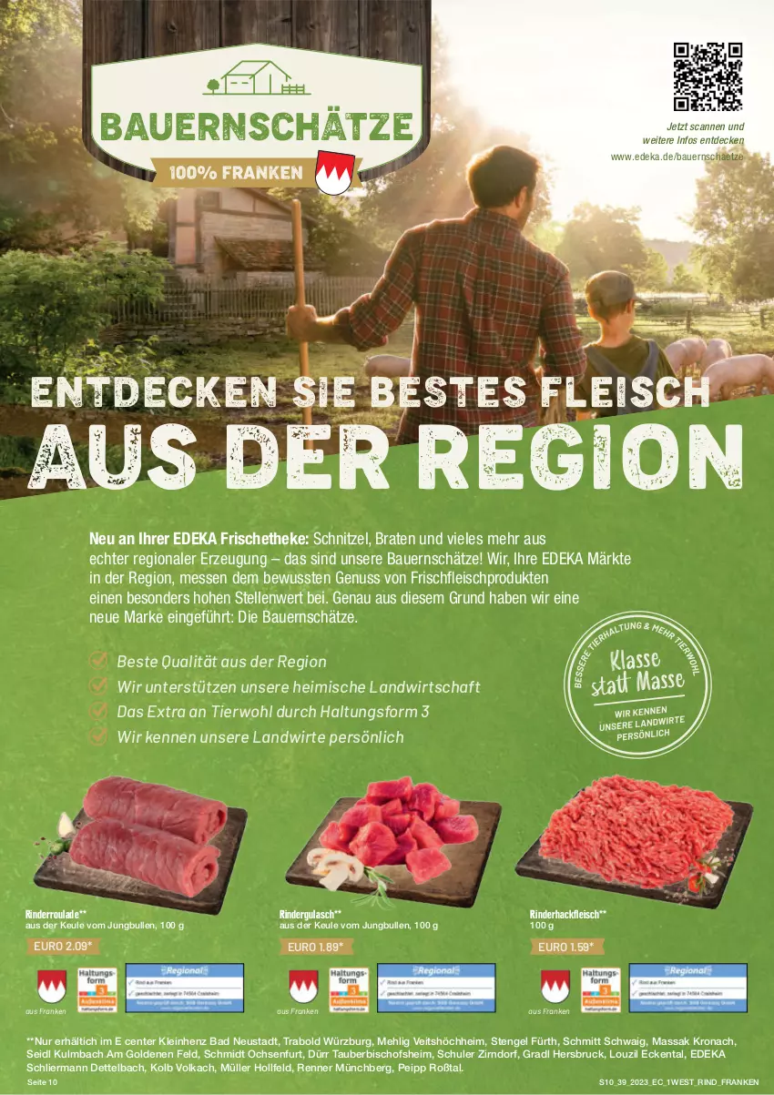 Aktueller Prospekt Edeka - Angebote der Woche - von 25.09 bis 30.09.2023 - strona 10 - produkty: auer, Bad, Bau, Bauer, braten, decke, deka, eis, elle, Engel, ente, fleisch, gulasch, hackfleisch, HP, jungbullen, mehl, Müller, nuss, rind, rinder, rindergulasch, rinderhackfleisch, Rinderroulade, schnitzel, senf, Ti