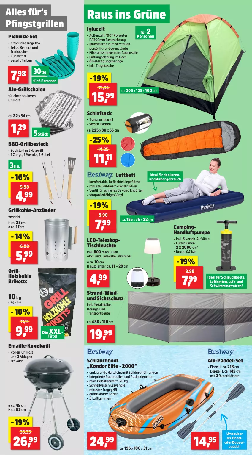 Aktueller Prospekt Thomas Philipps - von 13.05 bis 18.05.2024 - strona 10 - produkty: akku, anzünder, Bau, Becher, besteck, bett, Betten, beutel, briketts, deka, edelstahl, elle, gabel, grill, grillholzkohle, Grillkohle, grillrost, Grillschalen, hering, Holz, holzkohle, Kugel, kugelgrill, ladekabel, Laufen, leine, Leuchte, LG, Liege, luftbett, maille, matratze, matratzen, Rauch, ring, sac, Schal, Schale, schlafsack, schlauch, Sport, Tasche, Teleskop, teller, Ti, tisch, tischleuchte, tragegriff, tragetasche, trinkbecher, Tüte, Zelt