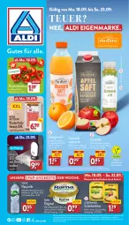 Gazetka promocyjna Aldi Nord - Von Montag - Gazetka - ważna od 23.09 do 23.09.2023 - strona 1 - produkty: aldi, Alwa, angebot, angebote, apfel, apfelsaft, direktsaft, eis, elle, flasche, fleisch, frucht, fruchtfleisch, gin, hackfleisch, Käse, LED-Leuchte, leerdammer, Leuchte, leuchten, mineralwasser, mit frucht, natur, natürliches mineralwasser, orange, orangen, orangensaft, rama, reis, rel, rind, rinder, rinderhackfleisch, rispentomaten, saft, säfte, smoothie, Ti, tomate, tomaten, volvic, wasser, ZTE