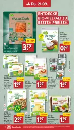 Gazetka promocyjna Aldi Nord - Von Montag - Gazetka - ważna od 23.09 do 23.09.2023 - strona 24 - produkty: aus der tiefkühlung, beutel, bio, Bio-Käse, brot, decke, eis, feinschmecker, früchte, gewürz, gin, hülsenfrüchte, Käse, Kinder, kokos, kokosnuss, Kokosnussmilch, lachs, milch, nuss, Ofen, pasta, pizza, reis, sauce, senf, Spezi, steinofen, Ti, ZTE