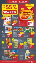 Gazetka promocyjna Aldi Nord - Von Montag - Gazetka - ważna od 23.09 do 23.09.2023 - strona 7 - produkty: Alaska-Seelachs, backfisch, blume, blumen, blumenkohl, curry, currywurst, eis, fertiggericht, fisch, fischstäbchen, flasche, frosta, gin, gurke, gurken, hawesta, iglo, lachs, Pfifferlinge, rahm-spinat, reis, remoulade, spargel, spinat, suppe, suppen, thunfisch, Ti, topf, Weißkohl, wurst, ZTE