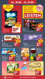 Gazetka promocyjna Aldi Nord - Von Montag - Gazetka - ważna od 23.09 do 23.09.2023 - strona 8 - produkty: aldi, angebot, angebote, aus der tiefkühlung, beutel, biscotto, creme, cremissimo, eis, ferrero, frucht, fruchtgummi, hörnchen, kakao, Kinder, kirsch, kirsche, kirschen, kuchen, langnese, langnese cremissimo, mars, milch, milka, Pfannkuchen, Poffertjes, reis, sim, snack, snack time, Spezi, Spritzgebäck, Ti, tiefpreis, trolli, trolli fruchtgummi, zucker