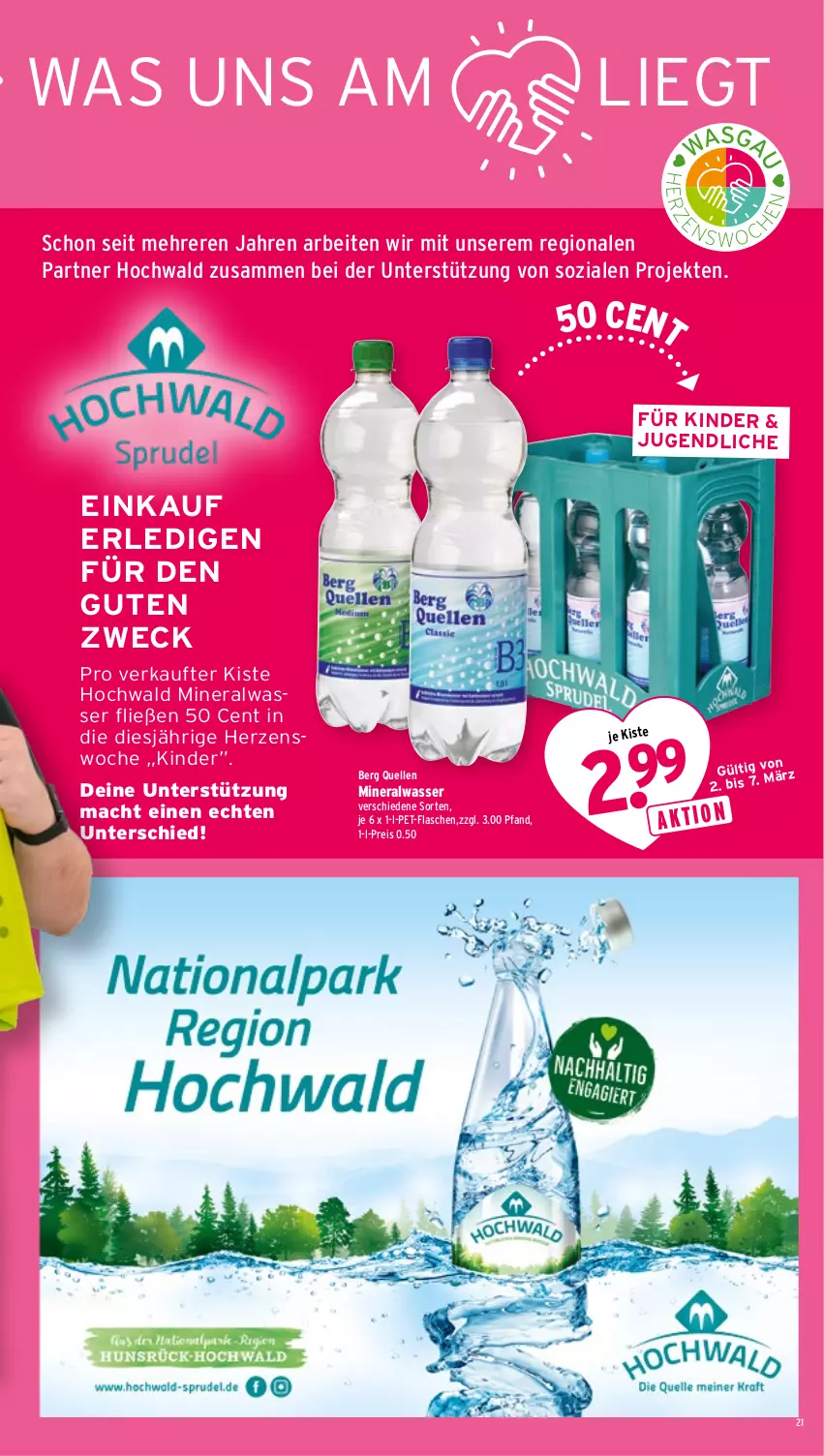 Aktueller Prospekt Wasgau - von 02.03 bis 07.03.2026 - strona 21 - produkty: Alwa, eis, elle, flasche, hochwald, Kinder, mac, mineralwasser, pet-flasche, pet-flaschen, reis, Ti, wasser, weck