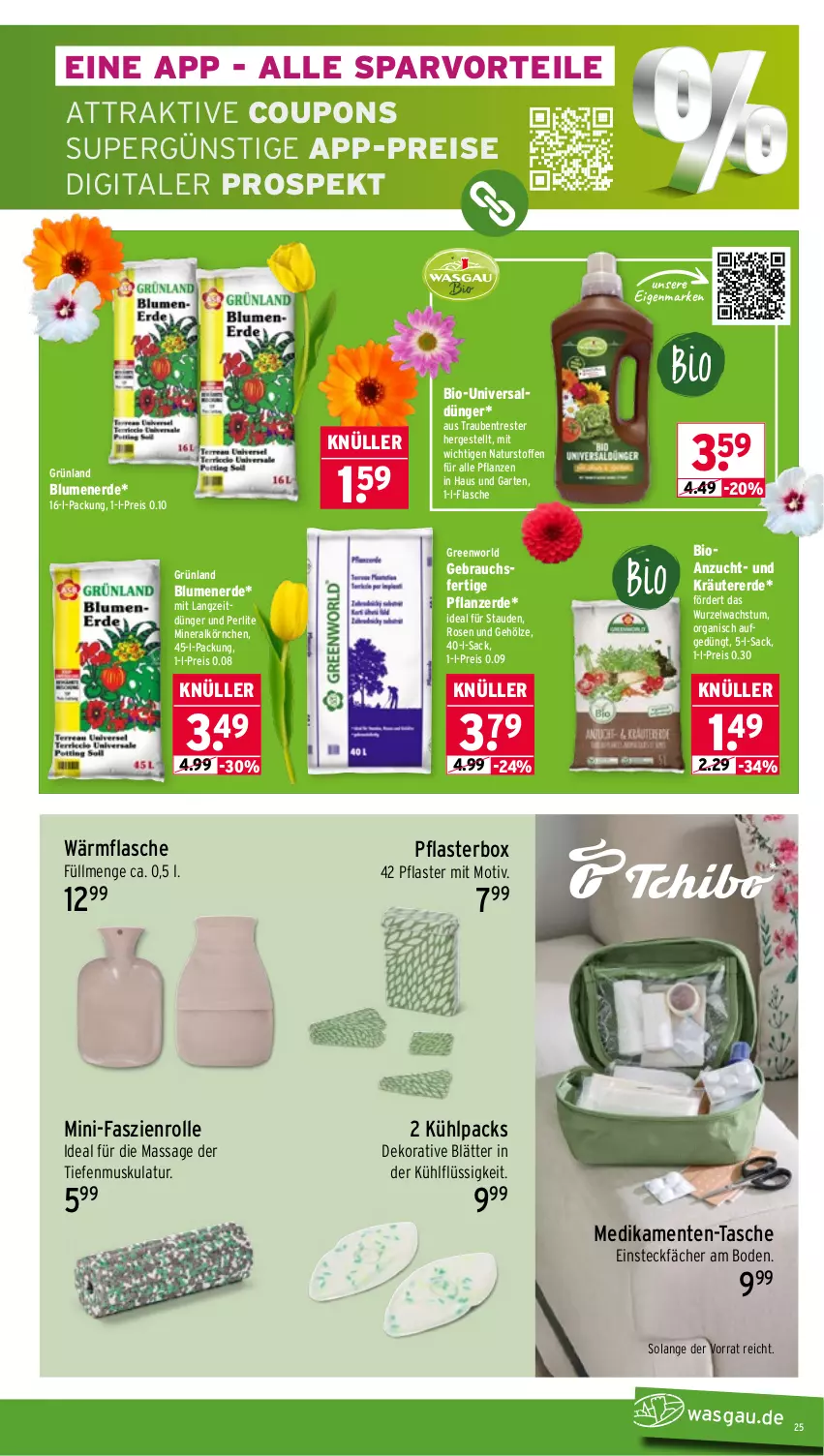 Aktueller Prospekt Wasgau - von 02.03 bis 07.03.2026 - strona 25 - produkty: bio, blume, blumen, blumenerde, coupon, coupons, dünger, eis, ente, erde, flasche, Garten, kräuter, natur, pflanze, pflanzen, pflanzerde, pflaster, Rauch, reis, rosen, sac, stauden, Tasche, Ti, trauben