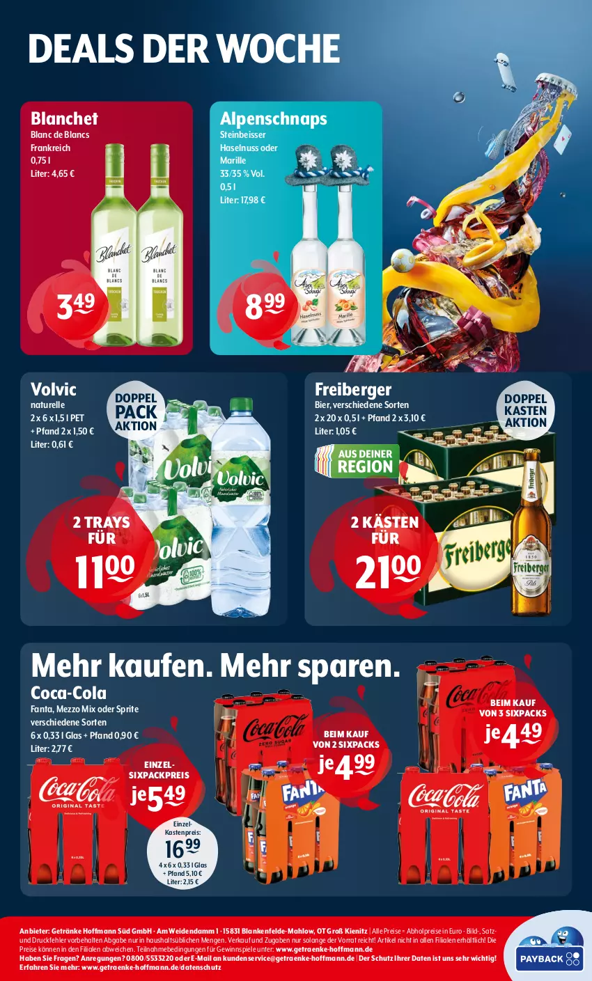 Aktueller Prospekt Getraenke Hoffmann - Prospekte - von 11.03 bis 16.03.2024 - strona 6 - produkty: abholpreise, Berger, bier, coca-cola, cola, de blancs, eis, elle, fanta, Freiberger, getränk, getränke, gewinnspiel, haselnuss, Mezzo Mix, natur, nuss, oder sprite, reis, rel, Spiele, sprite, Ti, volvic