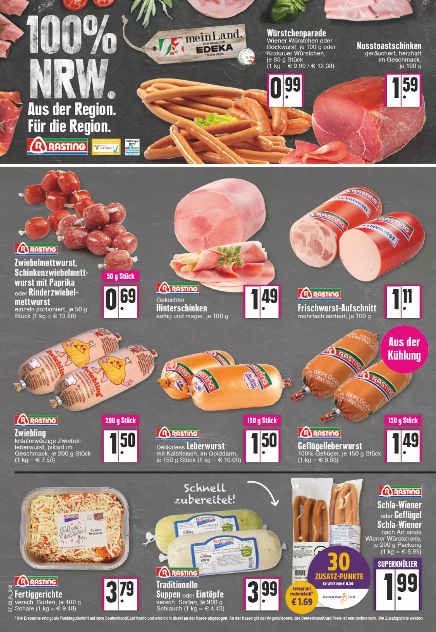 Aktueller Prospekt E Center - Angebote der Woche - von 13.02 bis 18.02.2023 - strona 12 - produkty: asti, auer, aufschnitt, bockwurst, eintöpfe, eis, elle, erde, fleisch, frischwurst-aufschnitt, Geflügel, hinterschinken, Kalbfleisch, krakauer, kräuter, leberwurst, LG, mac, Mett, mit kalbfleisch, nuss, rind, rinder, saft, Schal, Schale, schinken, schlauch, suppe, suppen, Ti, toast, Toastschinken, wiener, wiener würstchen, wurst, würstchen, zwiebel