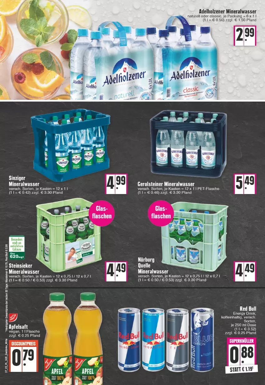 Aktueller Prospekt E Center - Angebote der Woche - von 13.02 bis 18.02.2023 - strona 20 - produkty: adelholzener, Alwa, apfel, apfelsaft, Calcium, discount, drink, eis, elle, energy drink, flasche, gerolsteine, gerolsteiner, getränk, getränke, Holz, mineralwasser, natur, pet-flasche, red bull, reis, rel, saft, steiner, Ti, warsteiner, wasser, ZTE