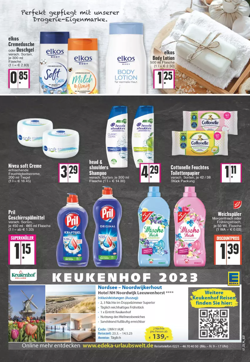 Aktueller Prospekt E Center - Angebote der Woche - von 13.02 bis 18.02.2023 - strona 27 - produkty: body, body lotion, cottonelle, creme, cremedusche, decke, deka, discount, dusche, duschgel, eis, elkos, elle, flasche, Lotion, papier, reis, telefon, Ti, toilettenpapier, uhr, wellnessbereich