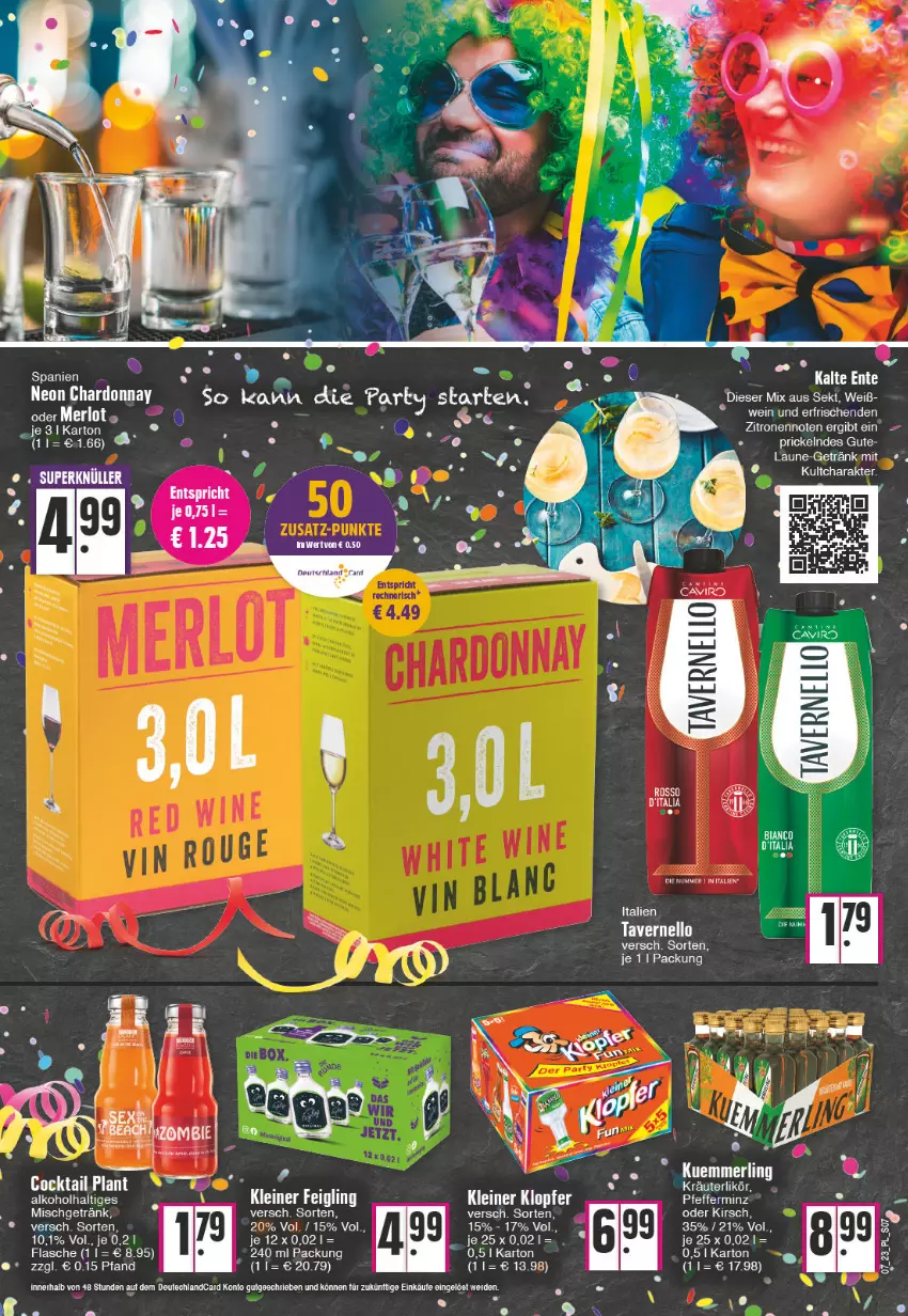 Aktueller Prospekt E Center - Angebote der Woche - von 13.02 bis 18.02.2023 - strona 7 - produkty: alkohol, chardonnay, cocktail, ente, erde, flasche, getränk, kirsch, kleiner feigling, kleiner klopfer, kräuter, kräuterlikör, kuemmerling, leine, likör, merl, pfeffer, rel, sekt, Ti, vernel, wein, zitrone, zitronen