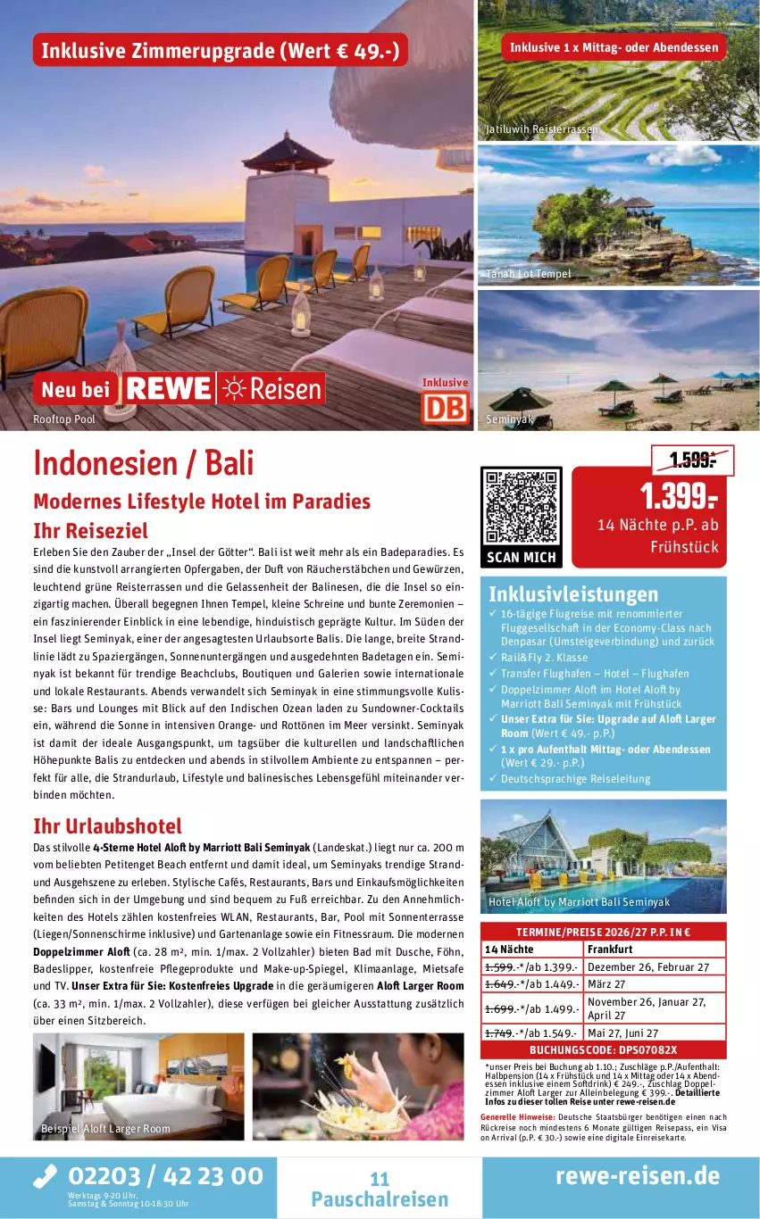 Aktueller Prospekt Rewe Reisen - Reiseprospekt - von 28.08 bis 25.09.2026 - strona 11 - produkty: Bad, binden, Brei, buch, cocktail, cocktails, decke, deutschsprachige reiseleitung, drink, dusche, eis, elle, ente, Garten, gewürz, inklusivleistungen, leine, Leuchte, leuchten, Liege, mac, Make-up, Mode, orange, pool, pril, reis, rel, Schal, schirme, slip, Slipper, sonnenschirm, spiegel, Ti, tisch, uhr
