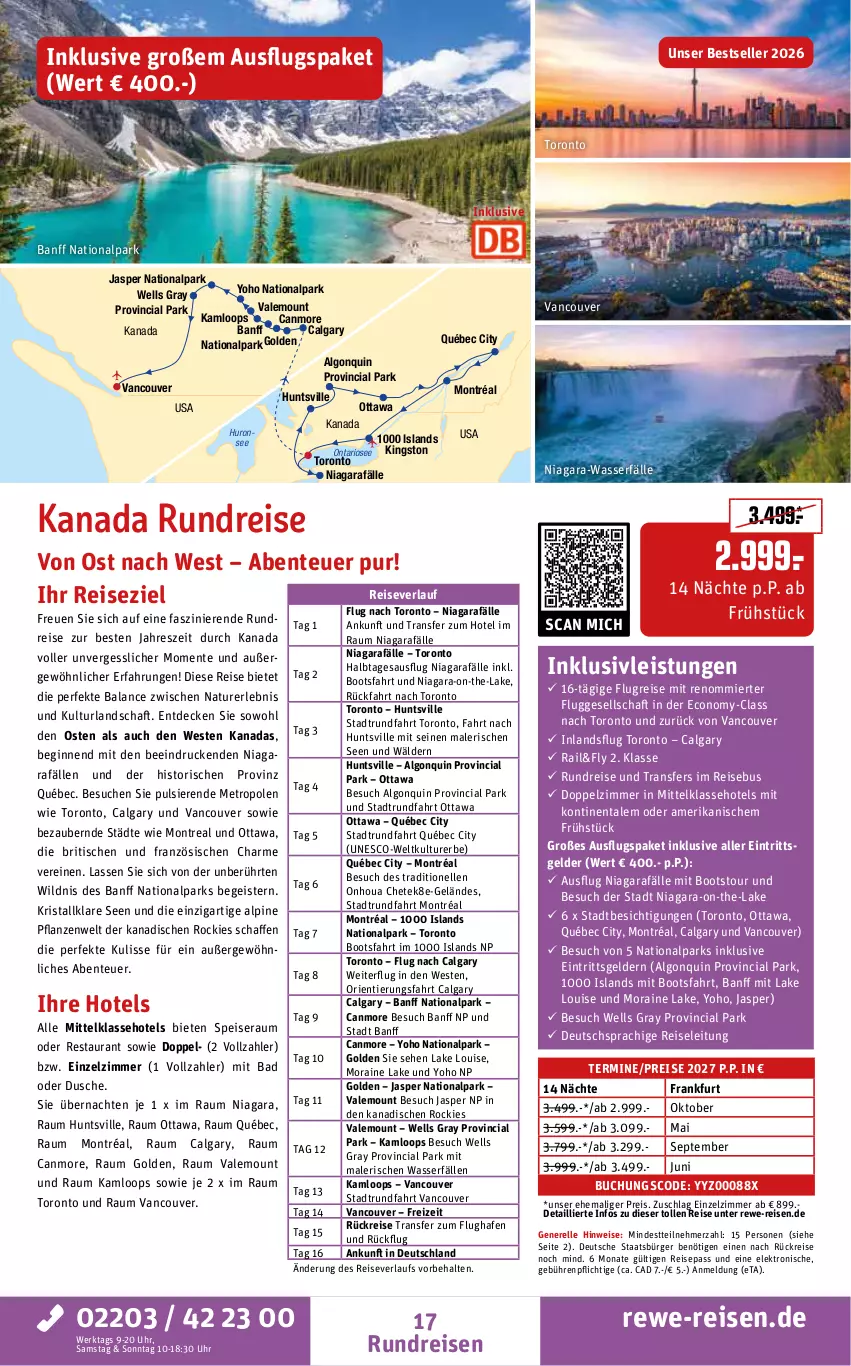 Aktueller Prospekt Rewe Reisen - Reiseprospekt - von 28.08 bis 25.09.2026 - strona 17 - produkty: Bad, buch, decke, deutschsprachige reiseleitung, dusche, eis, Elektro, elle, ente, gin, inklusivleistungen, Kingston, LG, Metro, natur, pflanze, pflanzen, reis, reiseverlauf, rel, Ti, tisch, uhr, wasser, Weste, Wild, Yo